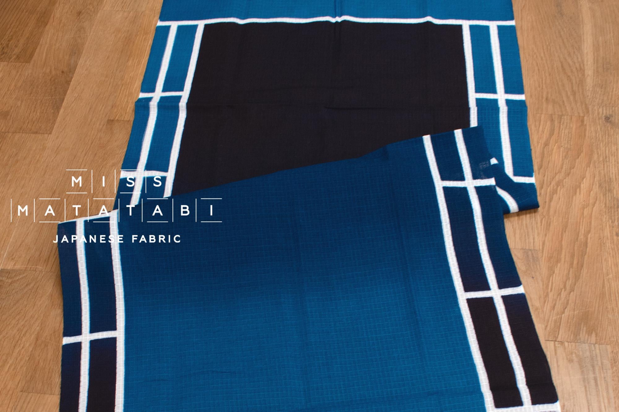 Shokunin Collection Hand-printed Chusen Japanese Tenugui Fabric - Echappées Bleues - Maintenant - panel