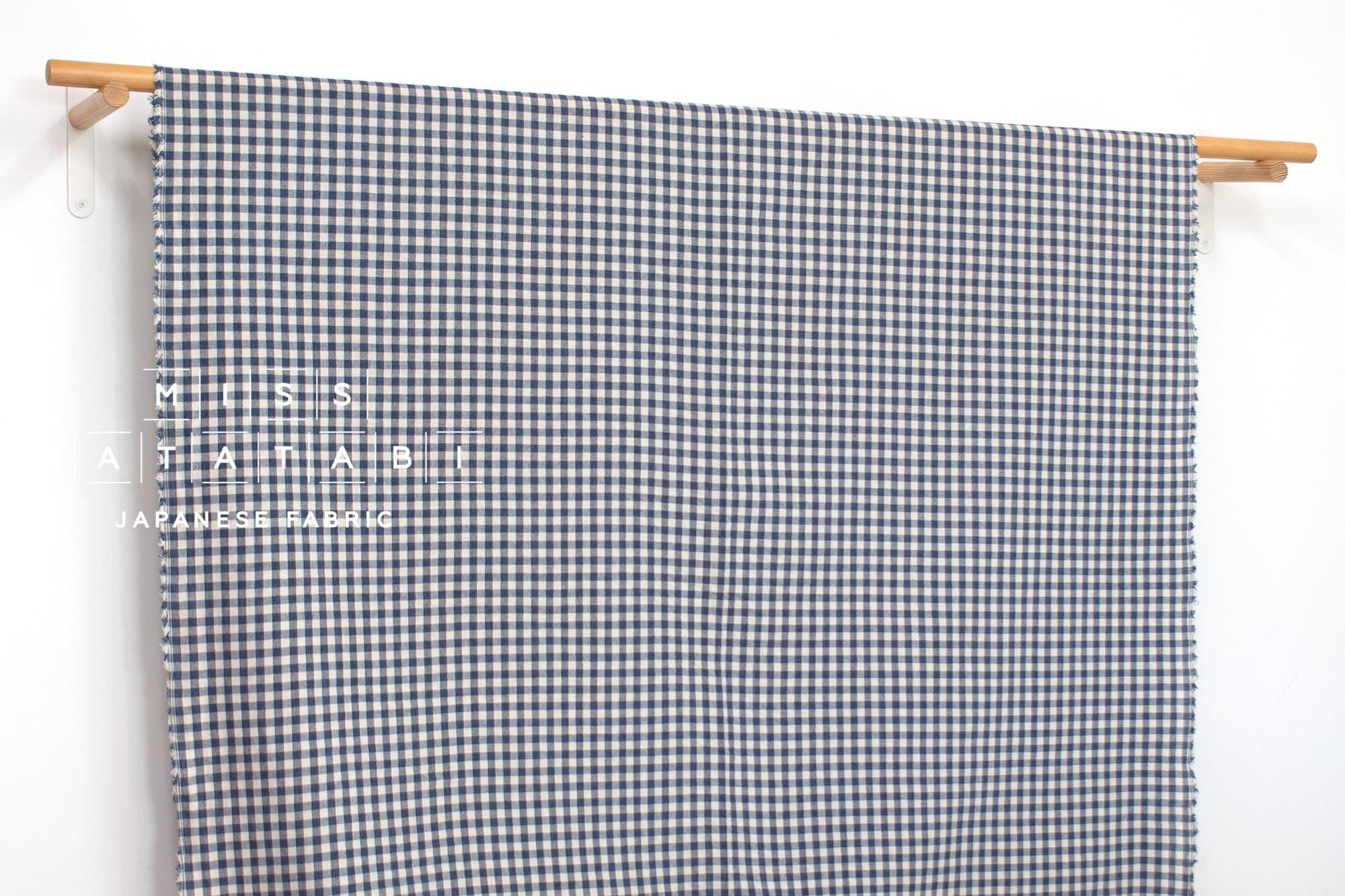Japanese Fabric Yarn-Dyed Murazome Gingham Check - navy blue - 50cm