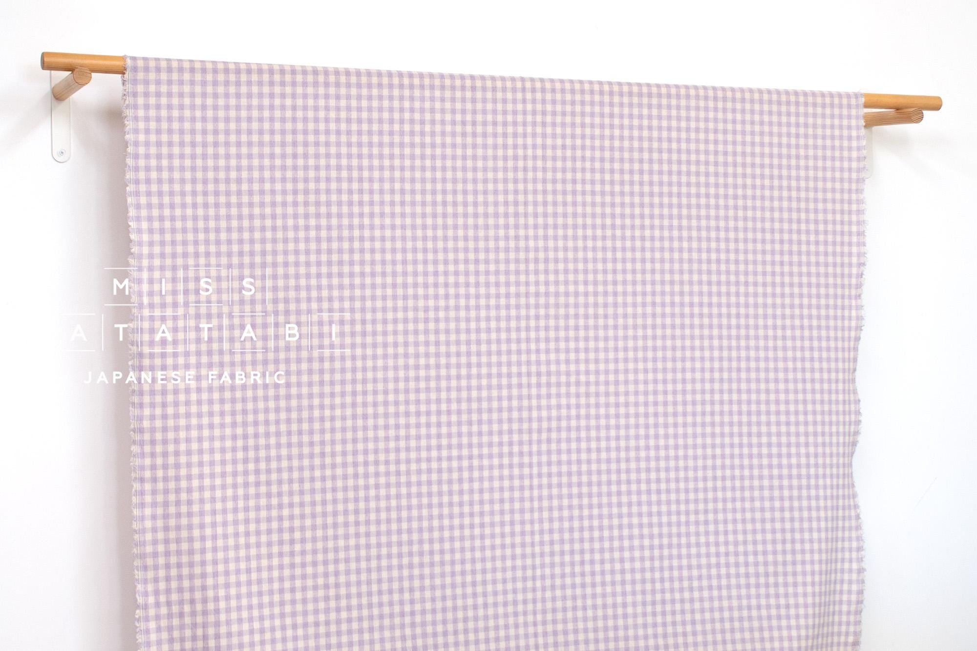 Japanese Fabric Yarn-Dyed Murazome Gingham Check - lavender - 50cm