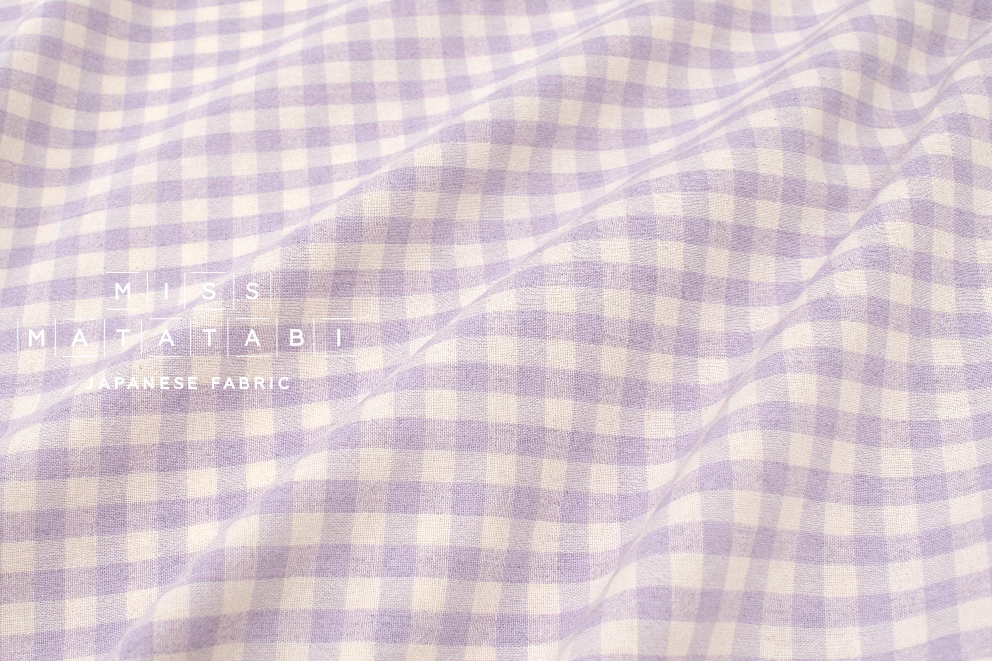 Japanese Fabric Yarn-Dyed Murazome Gingham Check - lavender - 50cm