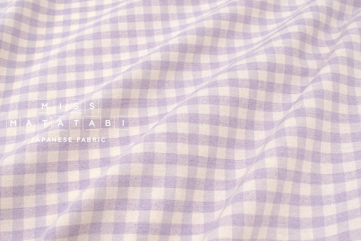 Japanese Fabric Yarn-Dyed Murazome Gingham Check - lavender - 50cm