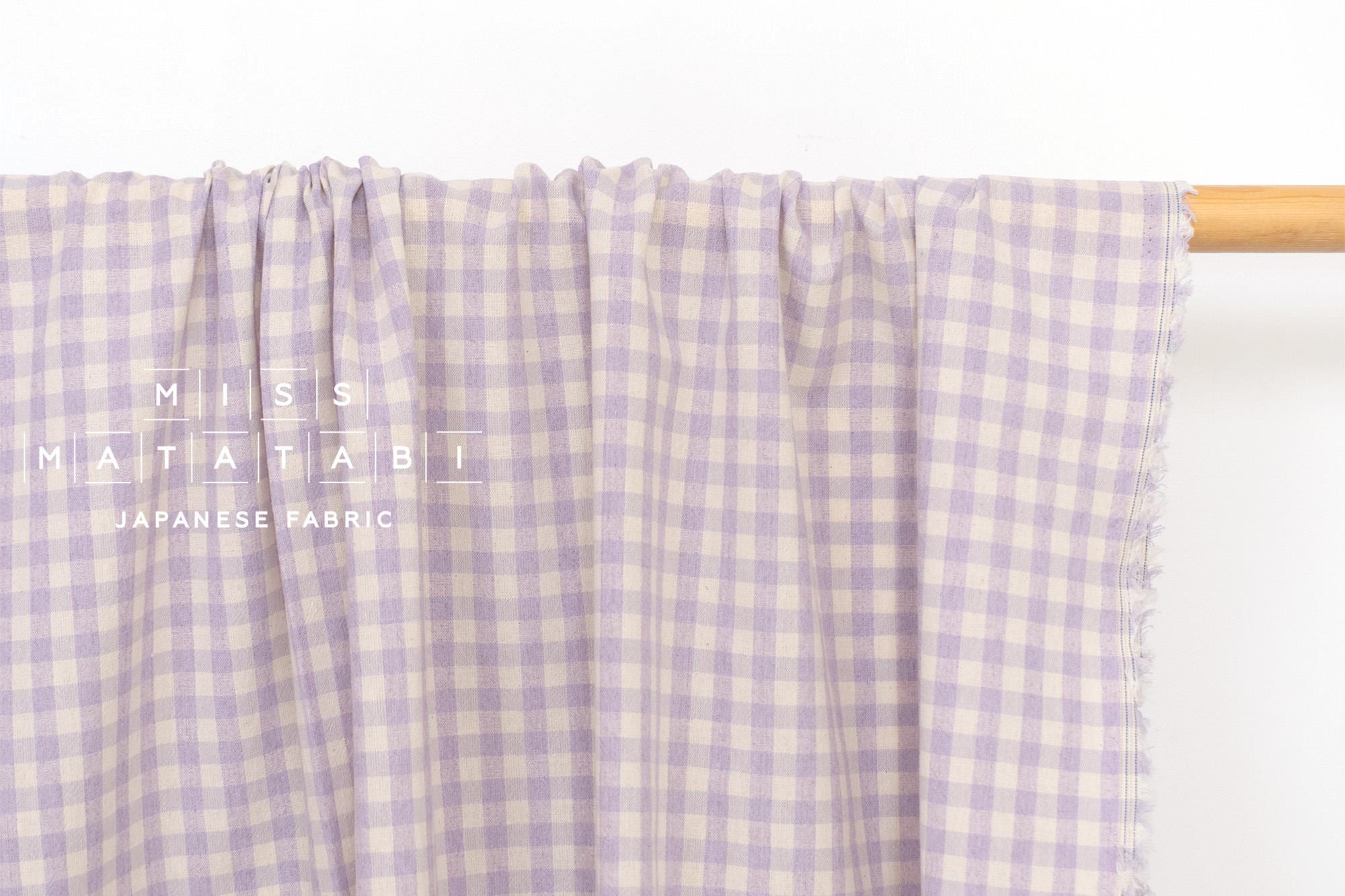 Japanese Fabric Yarn-Dyed Murazome Gingham Check - lavender - 50cm