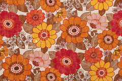 Japanese Fabric Sopo Retro Vintage Flowers - orange, red - 50cm