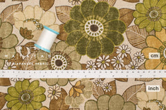 Japanese Fabric Sopo Retro Vintage Flowers - olive green - 50cm