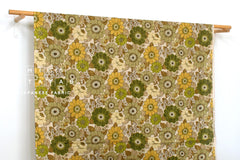 Japanese Fabric Sopo Retro Vintage Flowers - olive green - 50cm