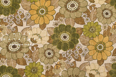 Japanese Fabric Sopo Retro Vintage Flowers - olive green - 50cm