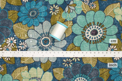 Japanese Fabric Sopo Retro Vintage Flowers - blue - 50cm