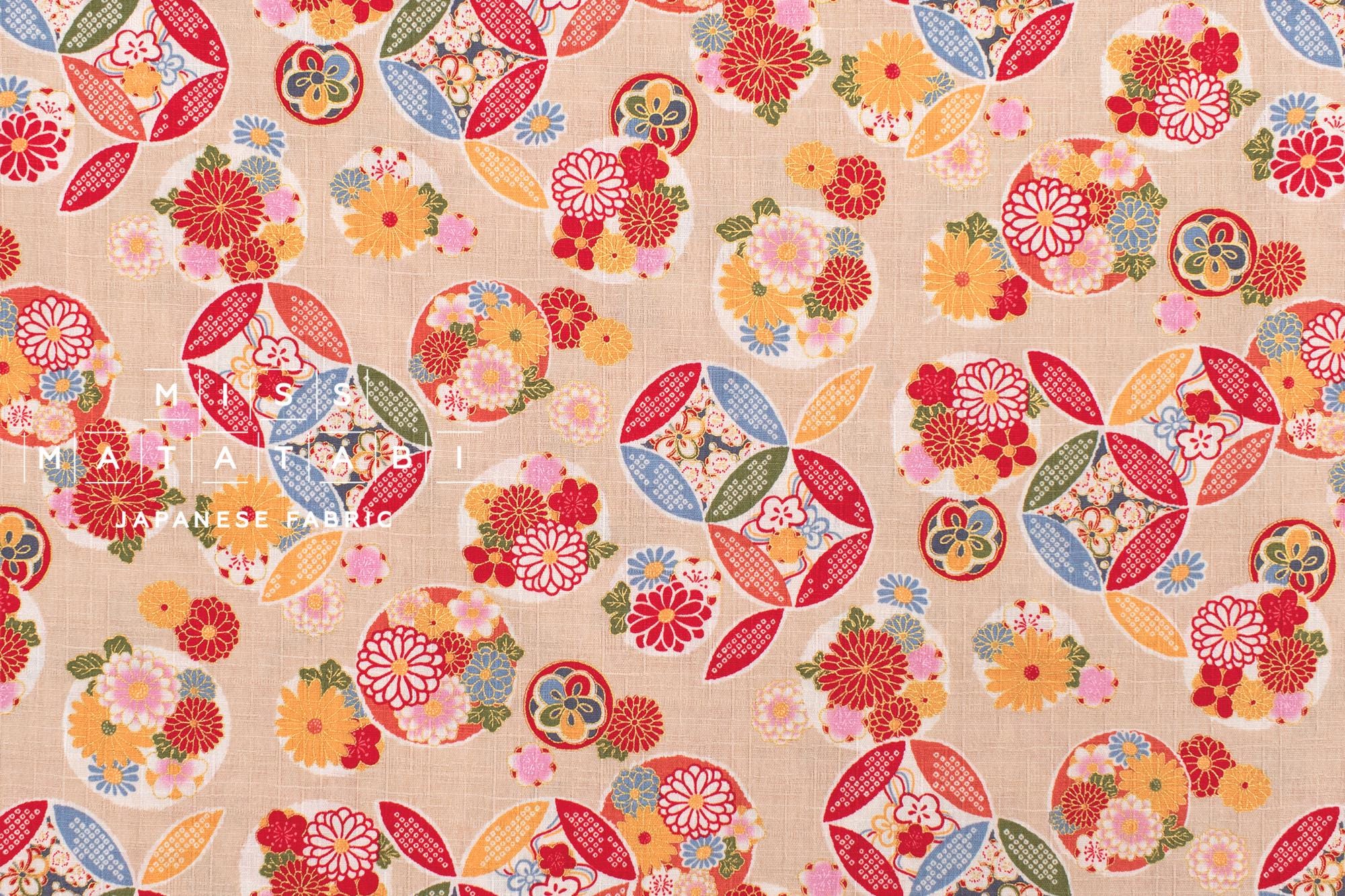 Japanese Fabric Shippo Ohana - beige - 50cm