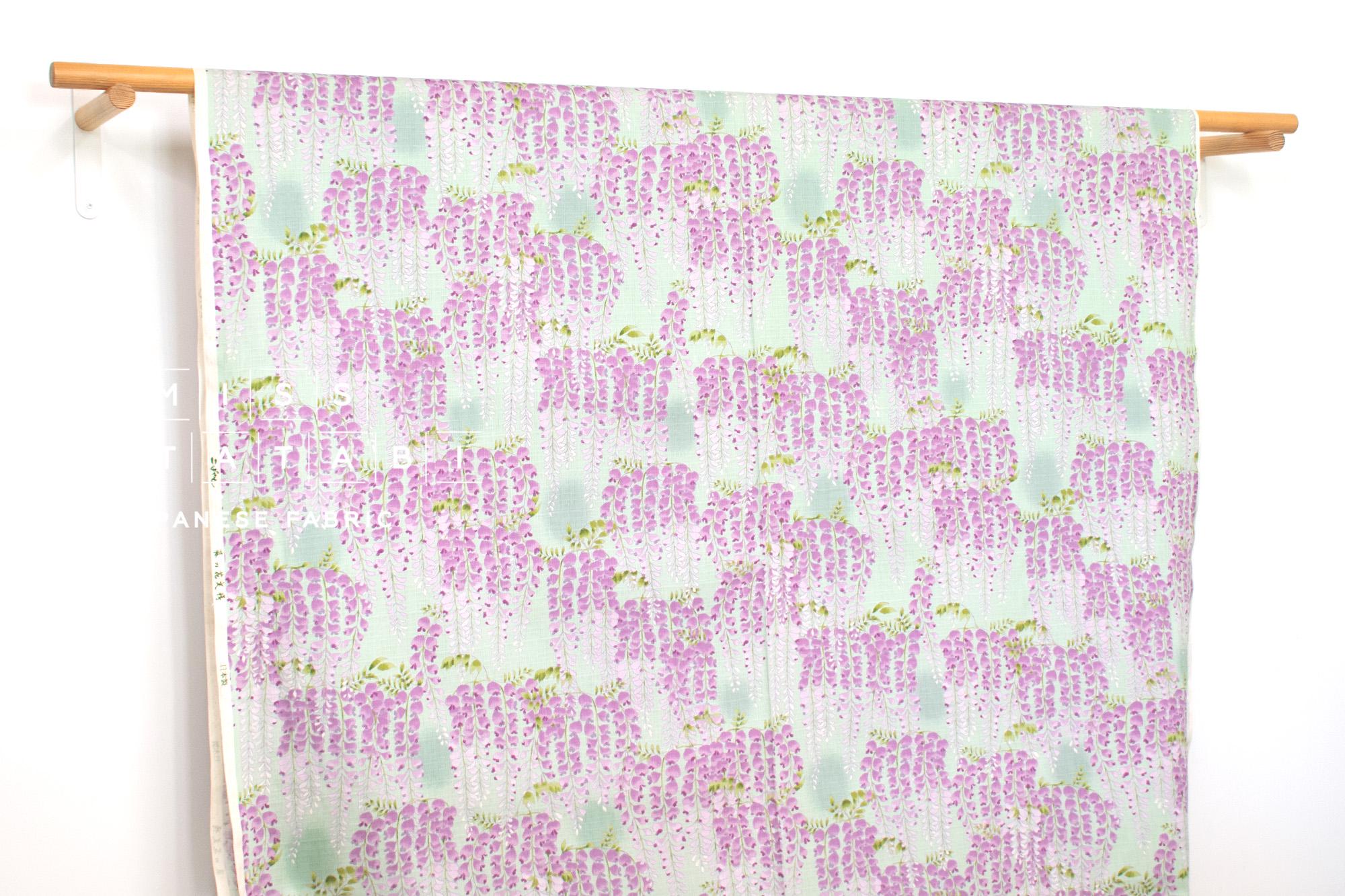 Japanese Fabric Fuji Wisteria Watercolor - green - 50cm