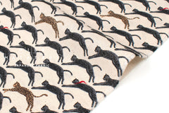 Japanese Fabric Neko Seigaiha Linen Blend - black - 50cm