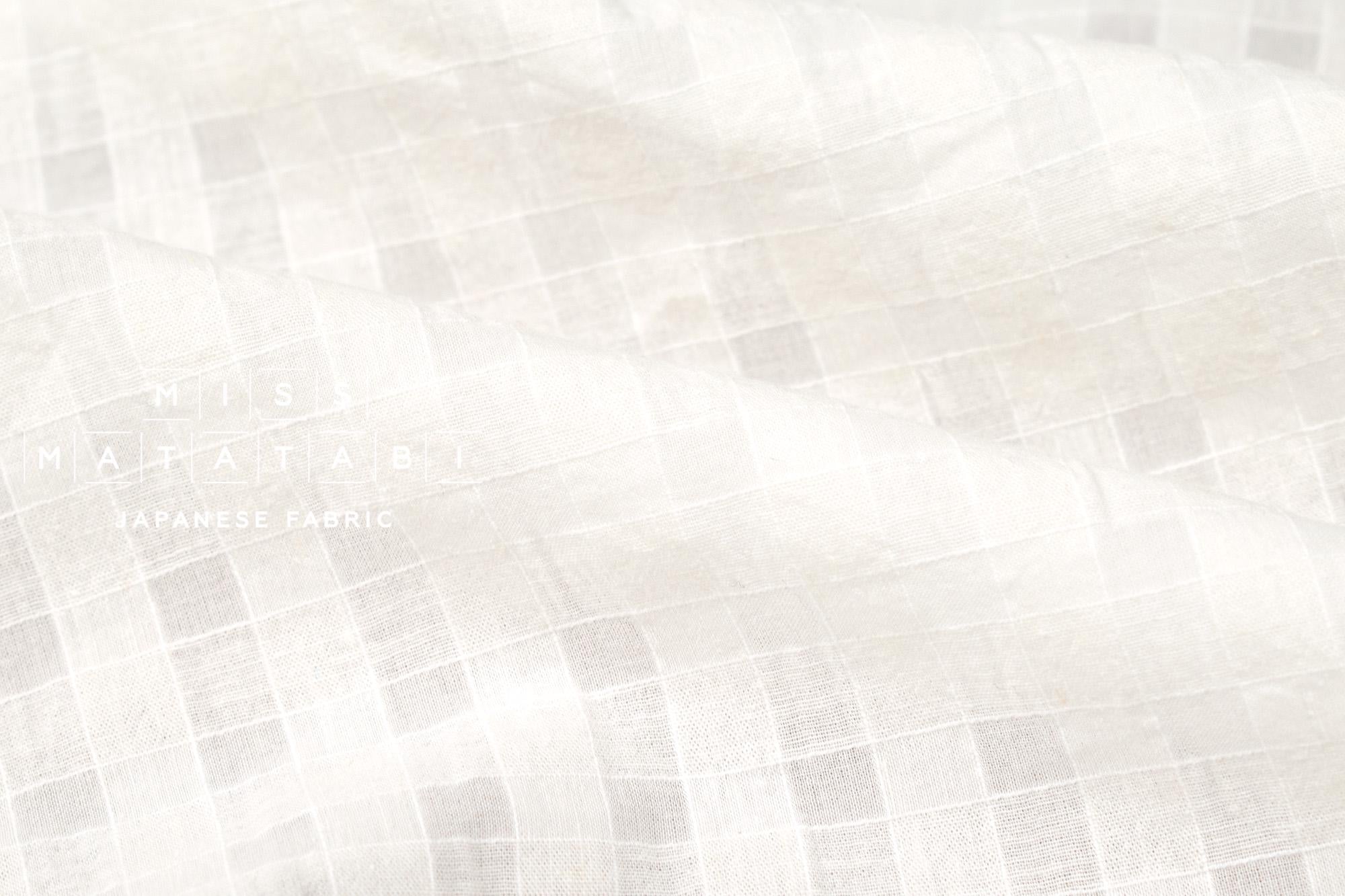 Japanese Fabric Yarn Dyed Shokunin Collection Azumadaki Gingham Voile - off white - 50cm