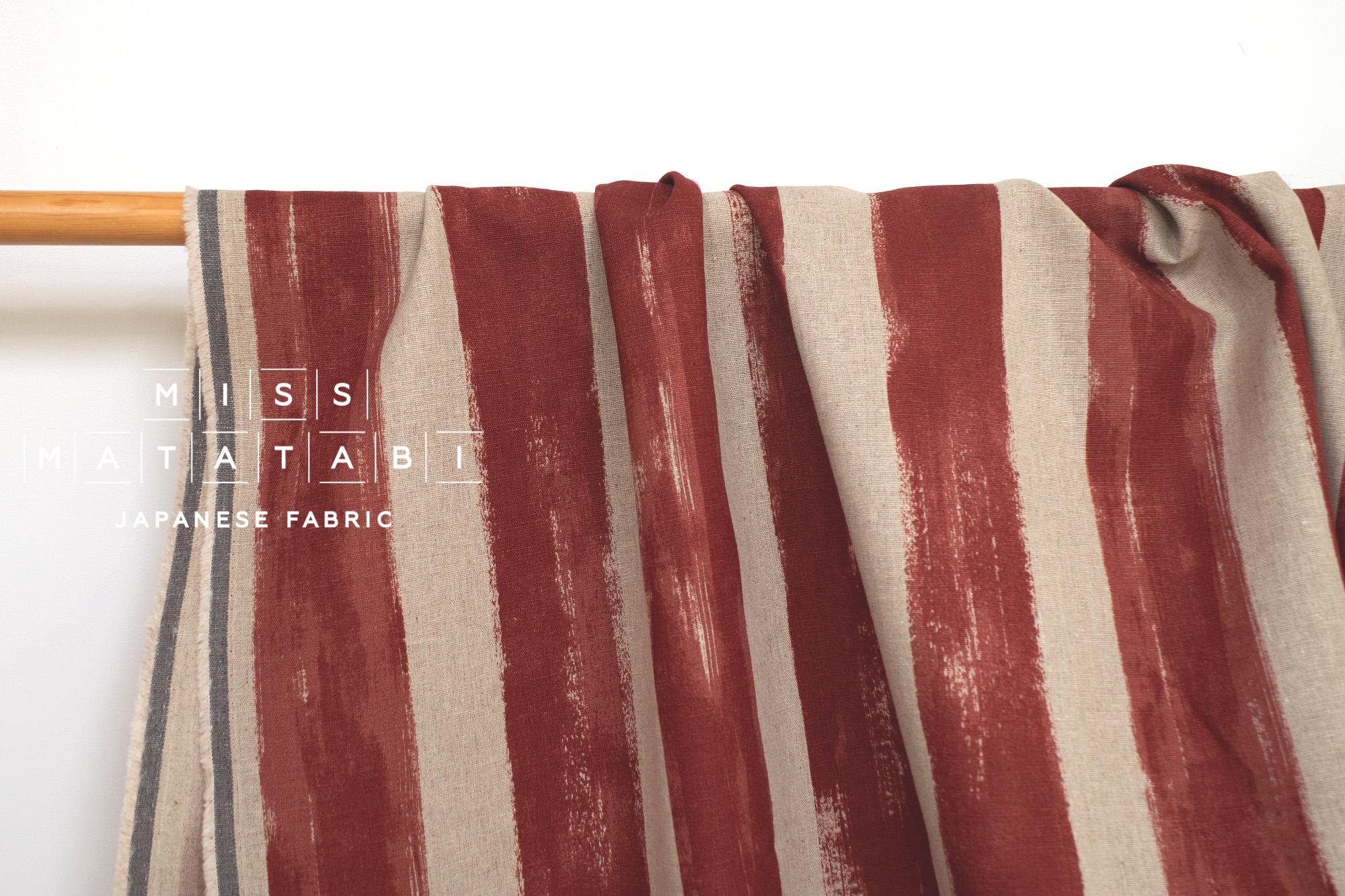 DEADSTOCK Japanese Fabric Mattina Di Vacanza Brushed Stripes - rust red - 50cm