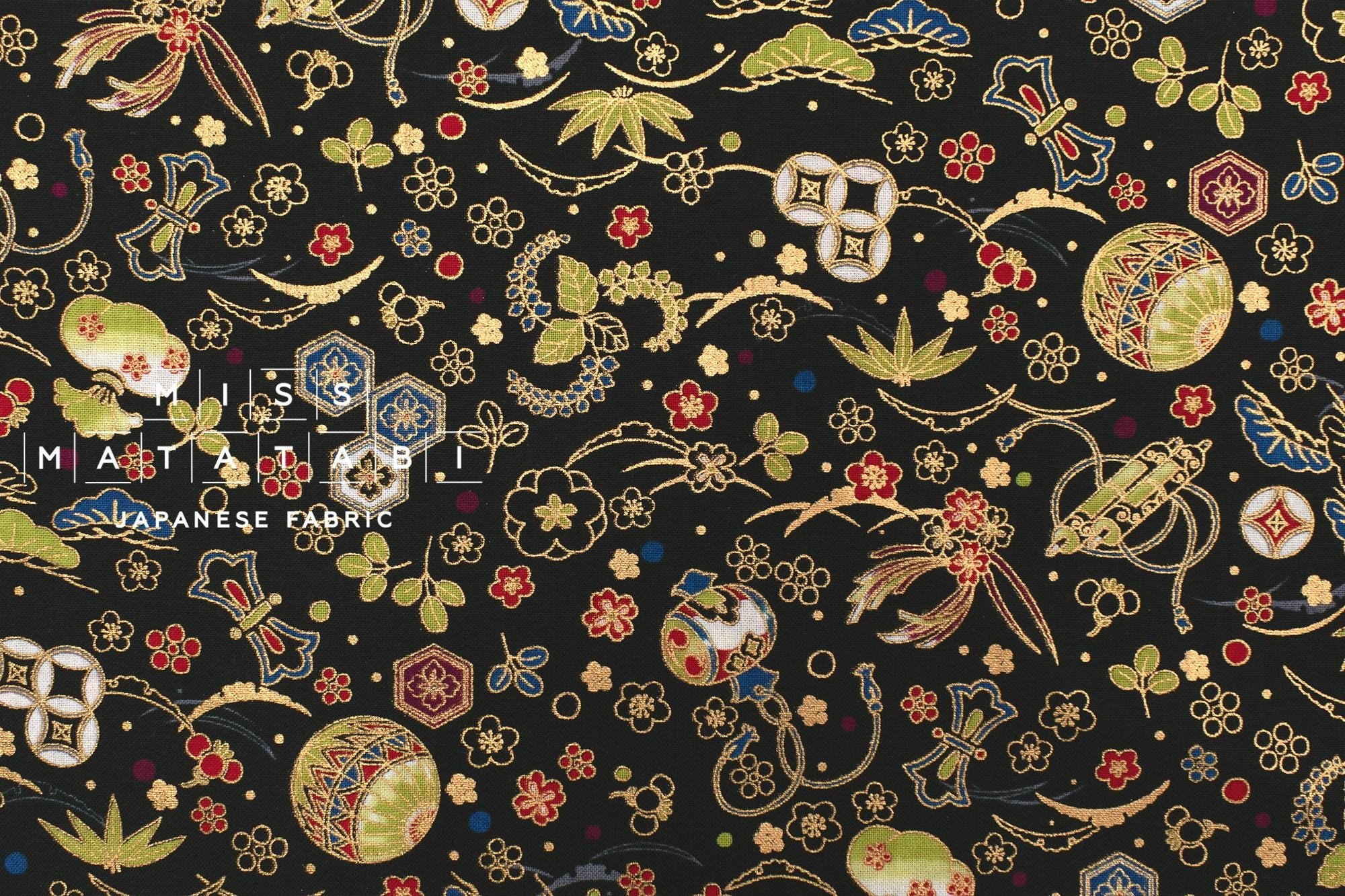 Japanese Fabric Traditional Series - 80 A black - 50cm