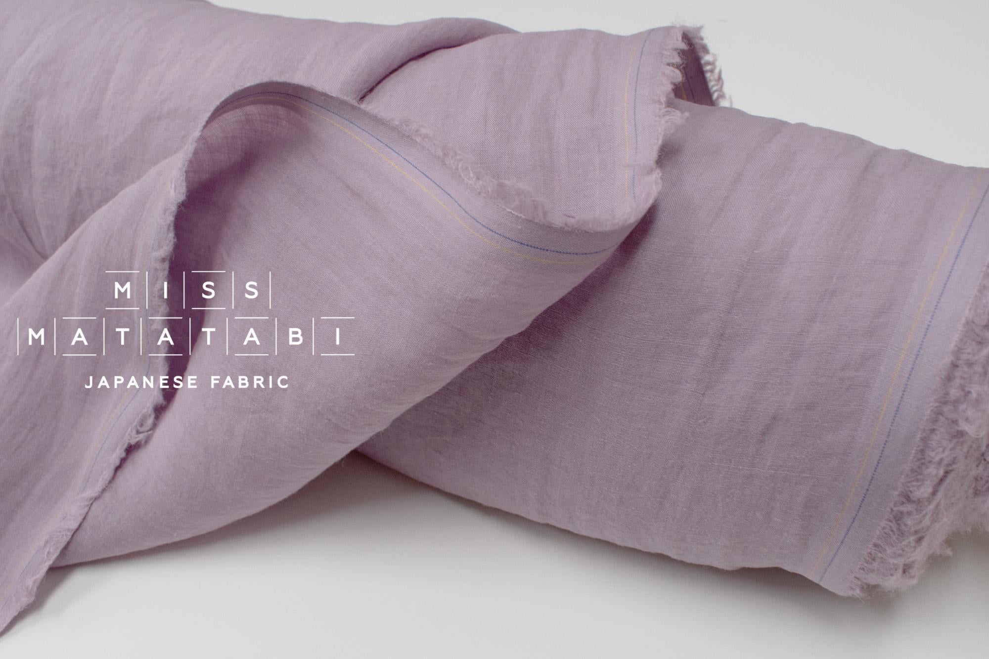 DEADSTOCK Japanese Fabric Shokunin Collection Azumadaki 18 Linen - lavender - 50cm