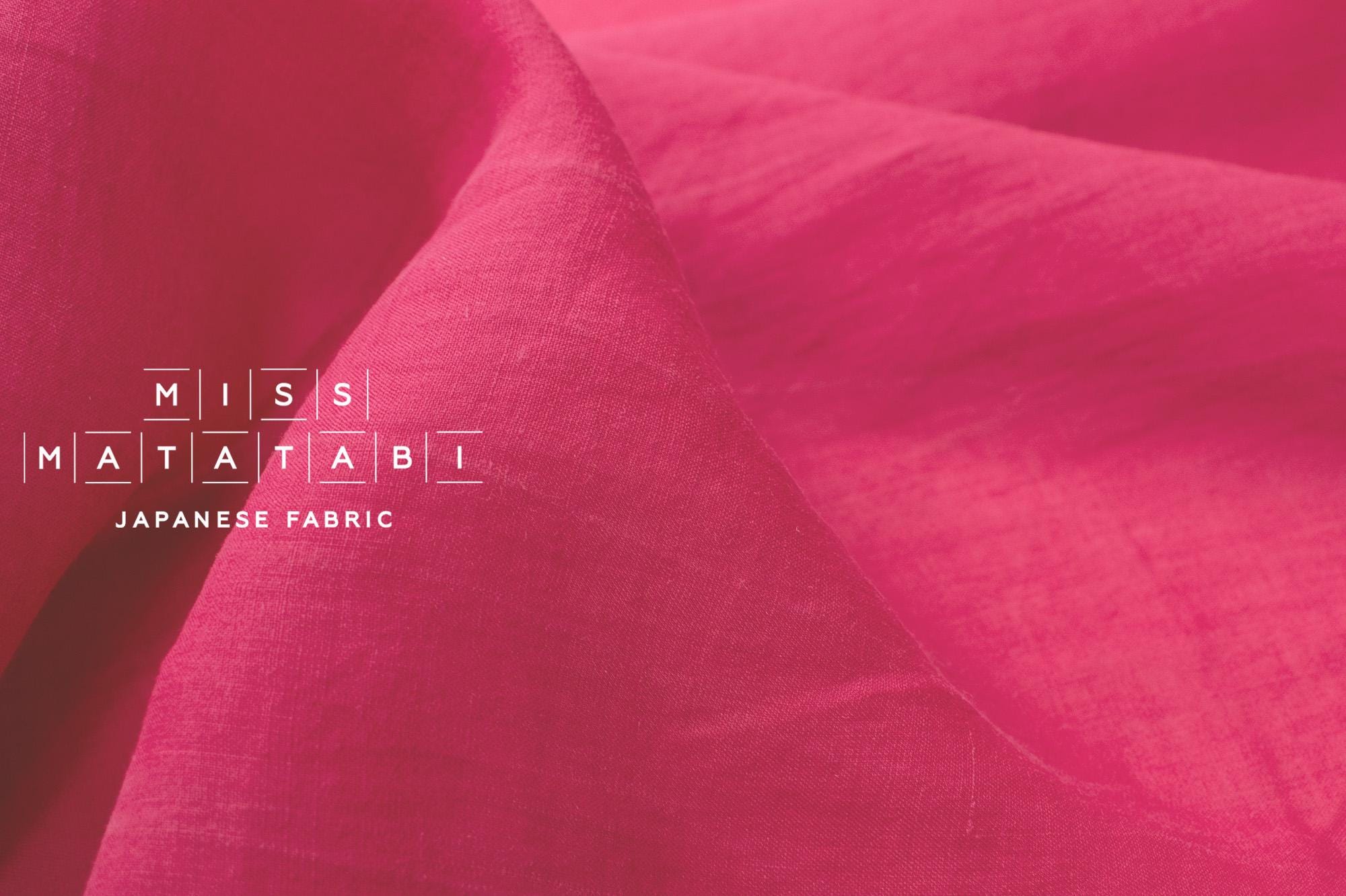 DEADSTOCK Japanese Fabric Shokunin Collection Azumadaki 18 Linen - fucshia pink - 50cm