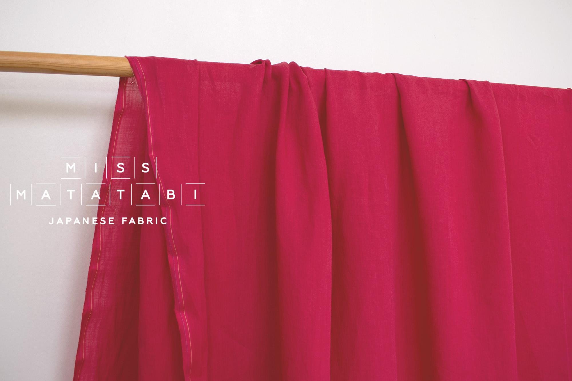 DEADSTOCK Japanese Fabric Shokunin Collection Azumadaki 18 Linen - fucshia pink - 50cm