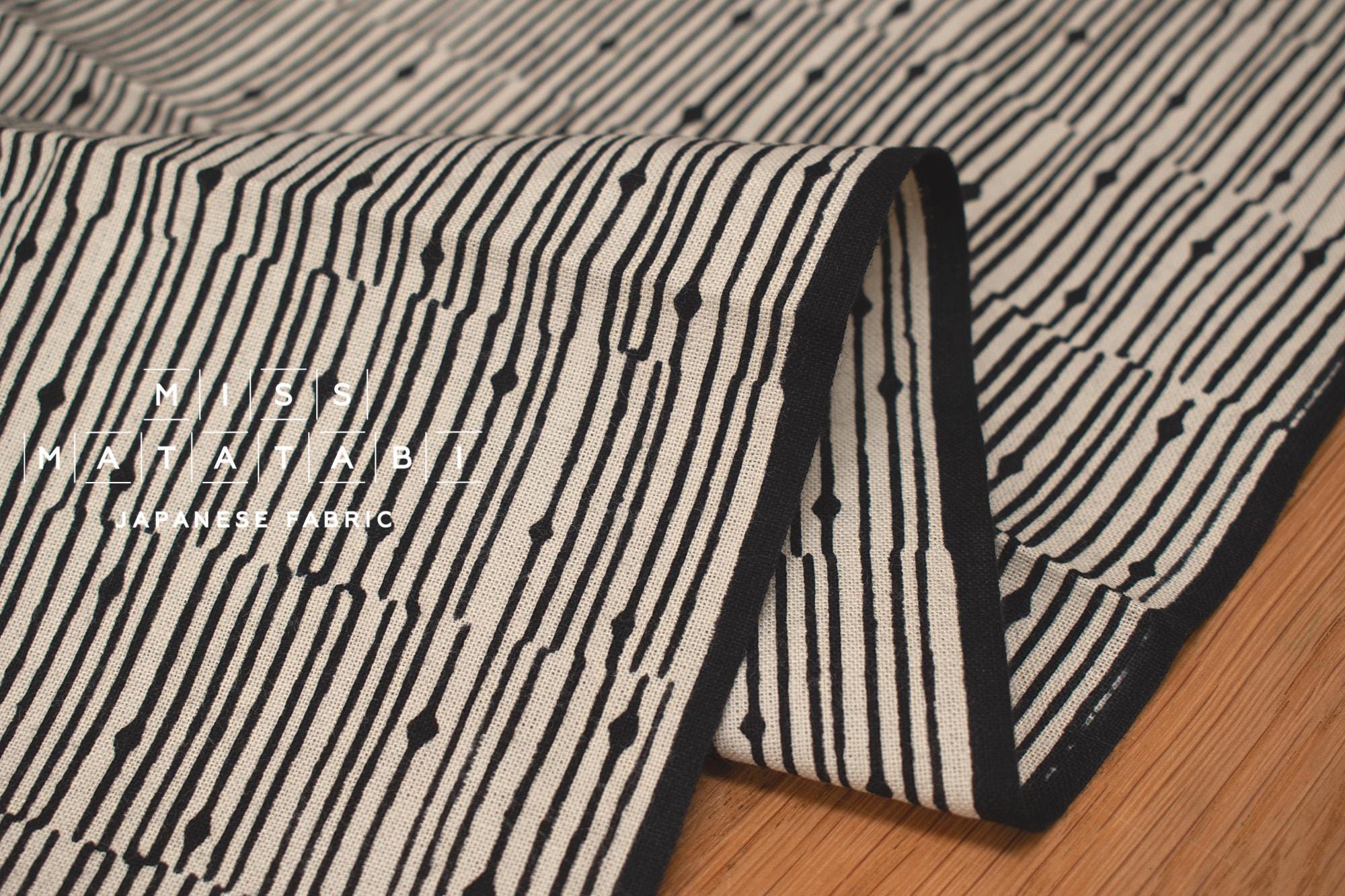 Shokunin Collection Hand-printed Chusen Japanese Tenugui Fabric - Abacus 22 black - panel