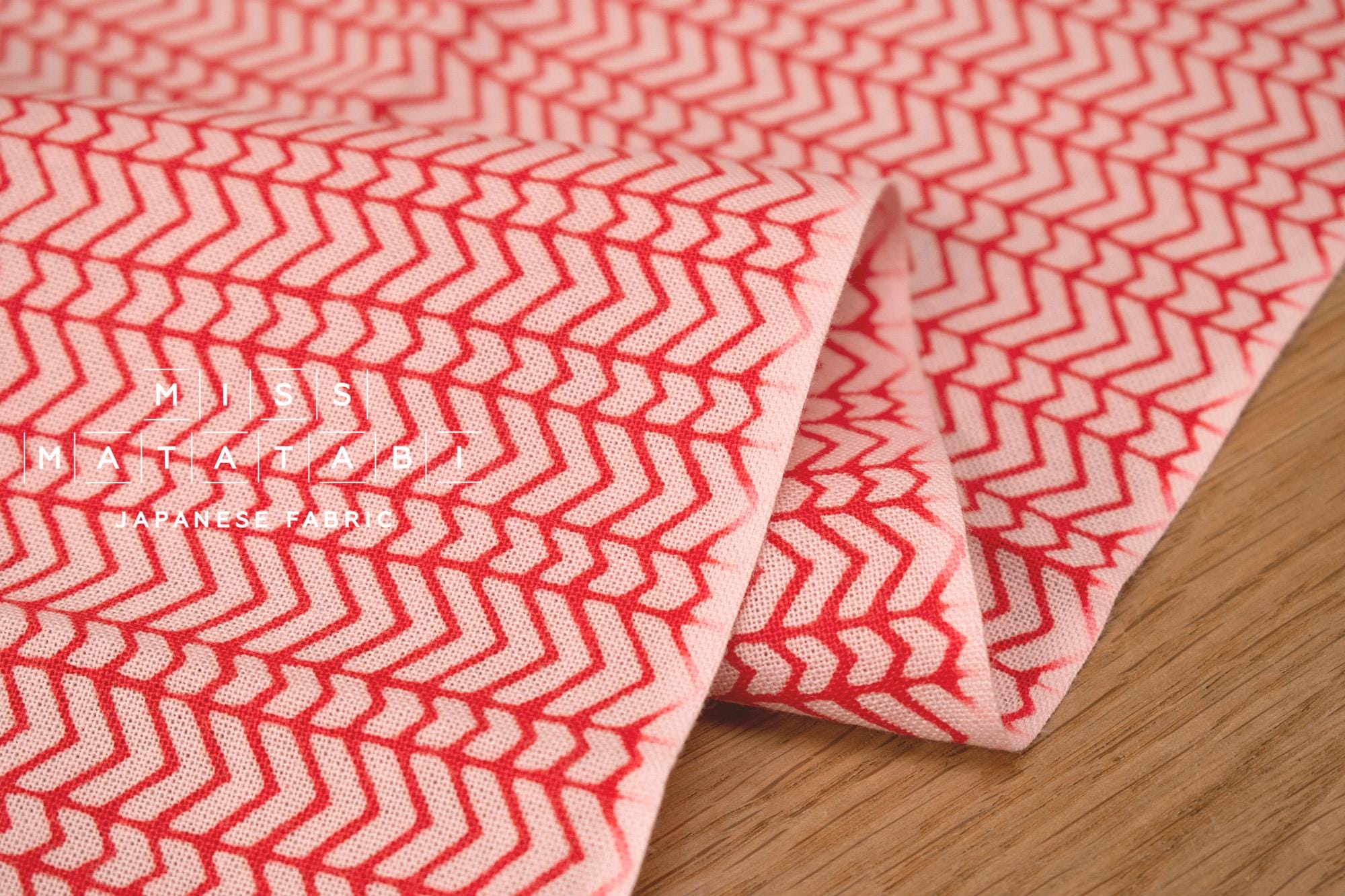 Shokunin Collection Hand-printed Chusen Japanese Tenugui Fabric - Kunoji Chain 25 red - panel