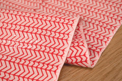 Shokunin Collection Hand-printed Chusen Japanese Tenugui Fabric - Kunoji Chain 25 red - panel