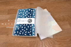 Shokunin Collection Hand-printed Chusen Japanese Tenugui Fabric - Ginkgo 29 blue - panel