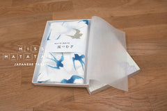 Shokunin Collection Hand-printed Chusen Japanese Tenugui Kazetsumugi Fabric - Tsubame 48 blue - panel