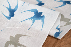 Shokunin Collection Hand-printed Chusen Japanese Tenugui Kazetsumugi Fabric - Tsubame 48 blue - panel