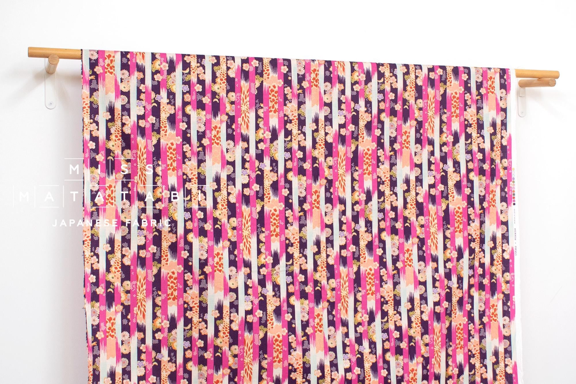 Japanese Fabric Wa Stripes - purple - 50cm