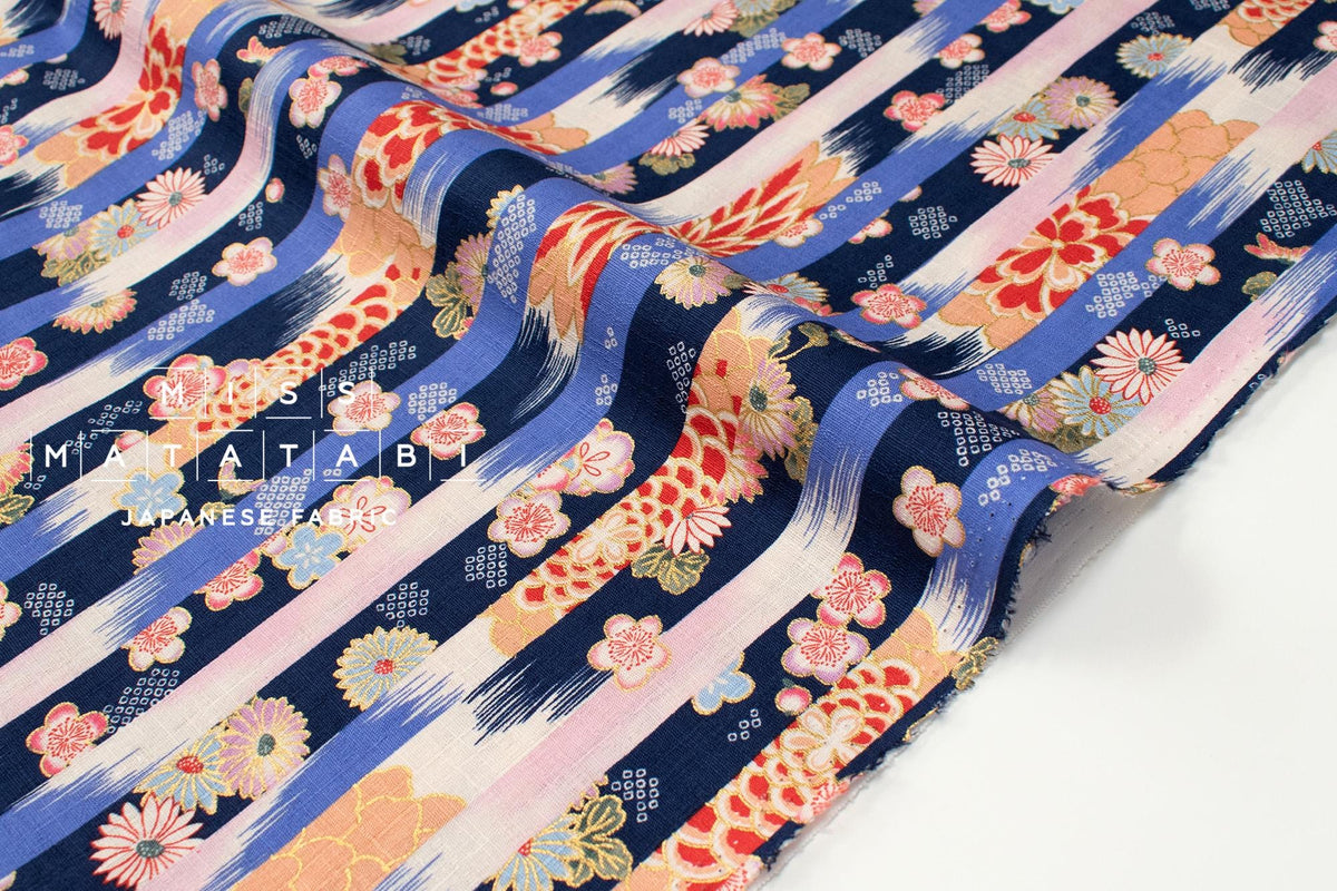 Japanese Fabric Wa Stripes - navy - 50cm