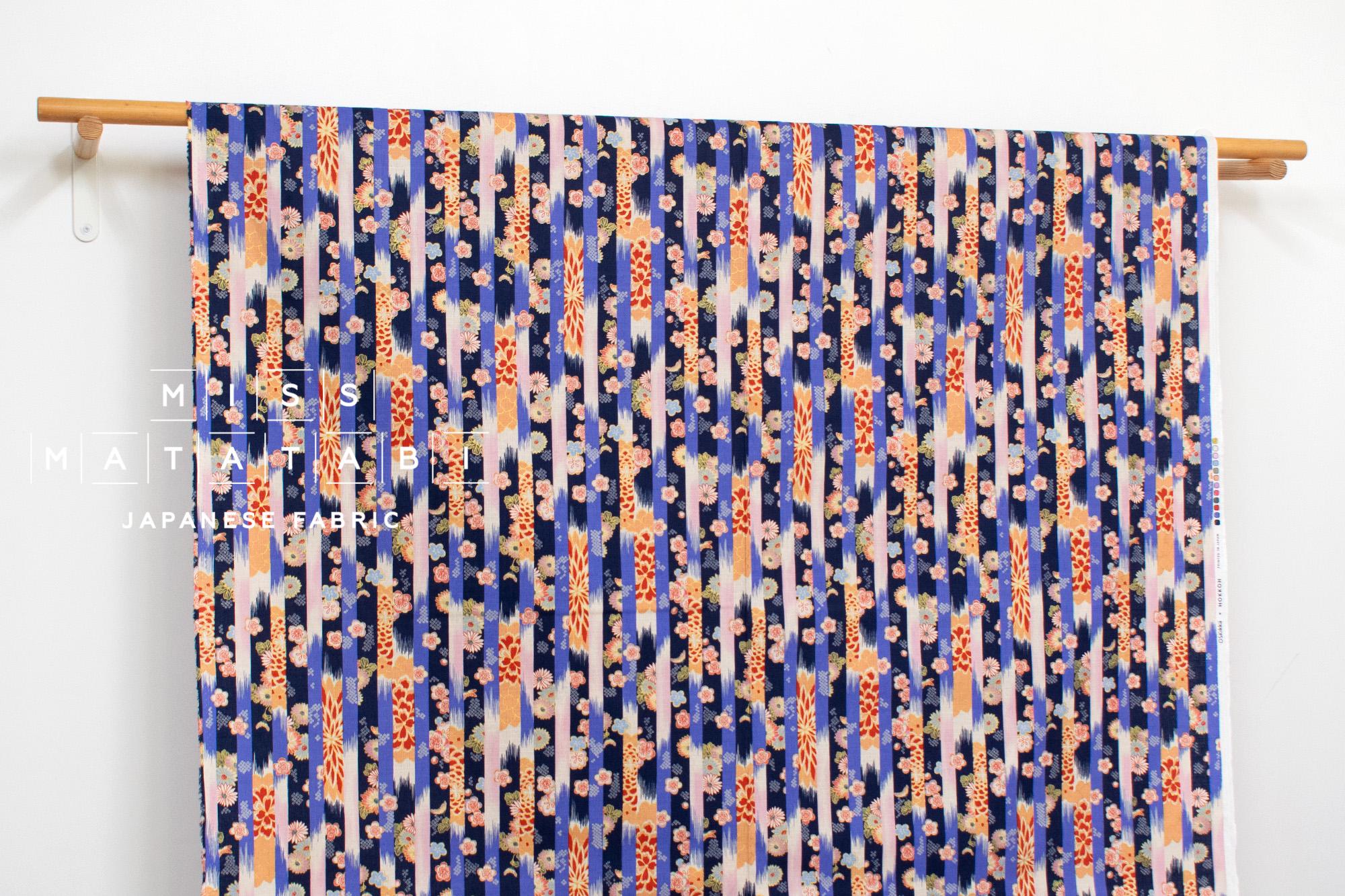 Japanese Fabric Wa Stripes - navy - 50cm