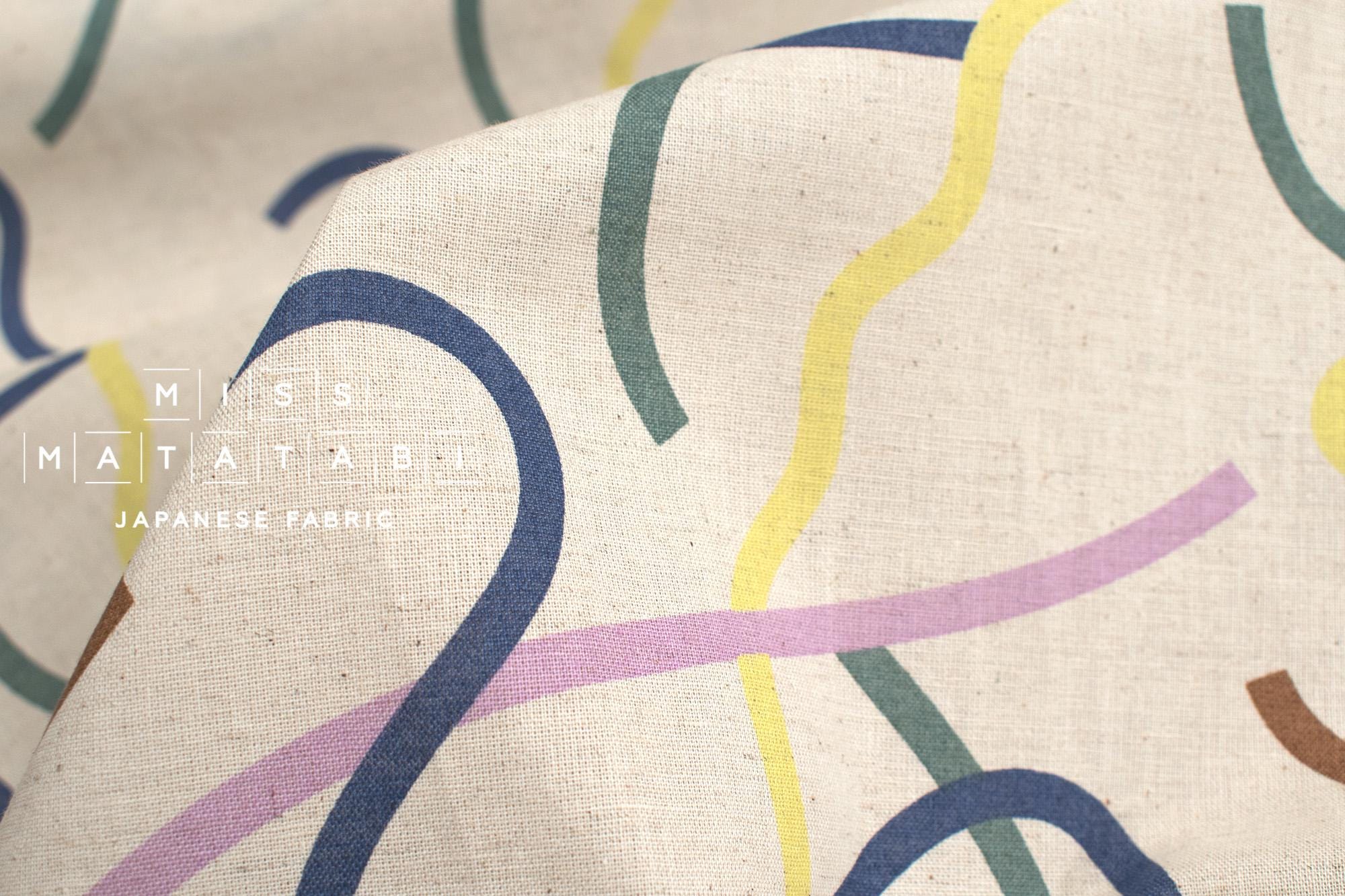 Japanese Fabric Yay Yay - blue, lime, green - 50cm