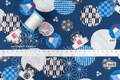 Japanese Fabric Summer in Japan Slub Cotton - C - 50cm
