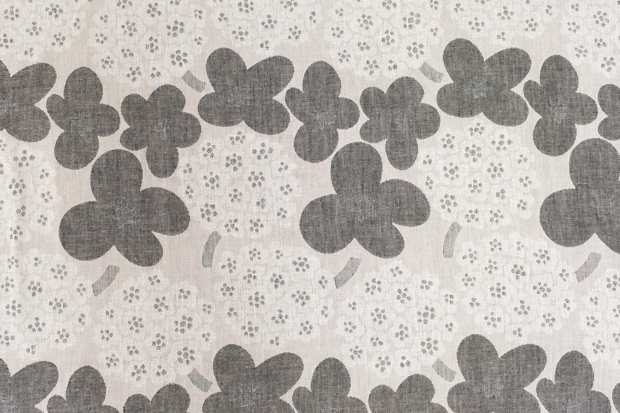 Japanese Fabric Yarn Dyed Woven Jacquard Yomogi and Hydrangea - grey - 50cm