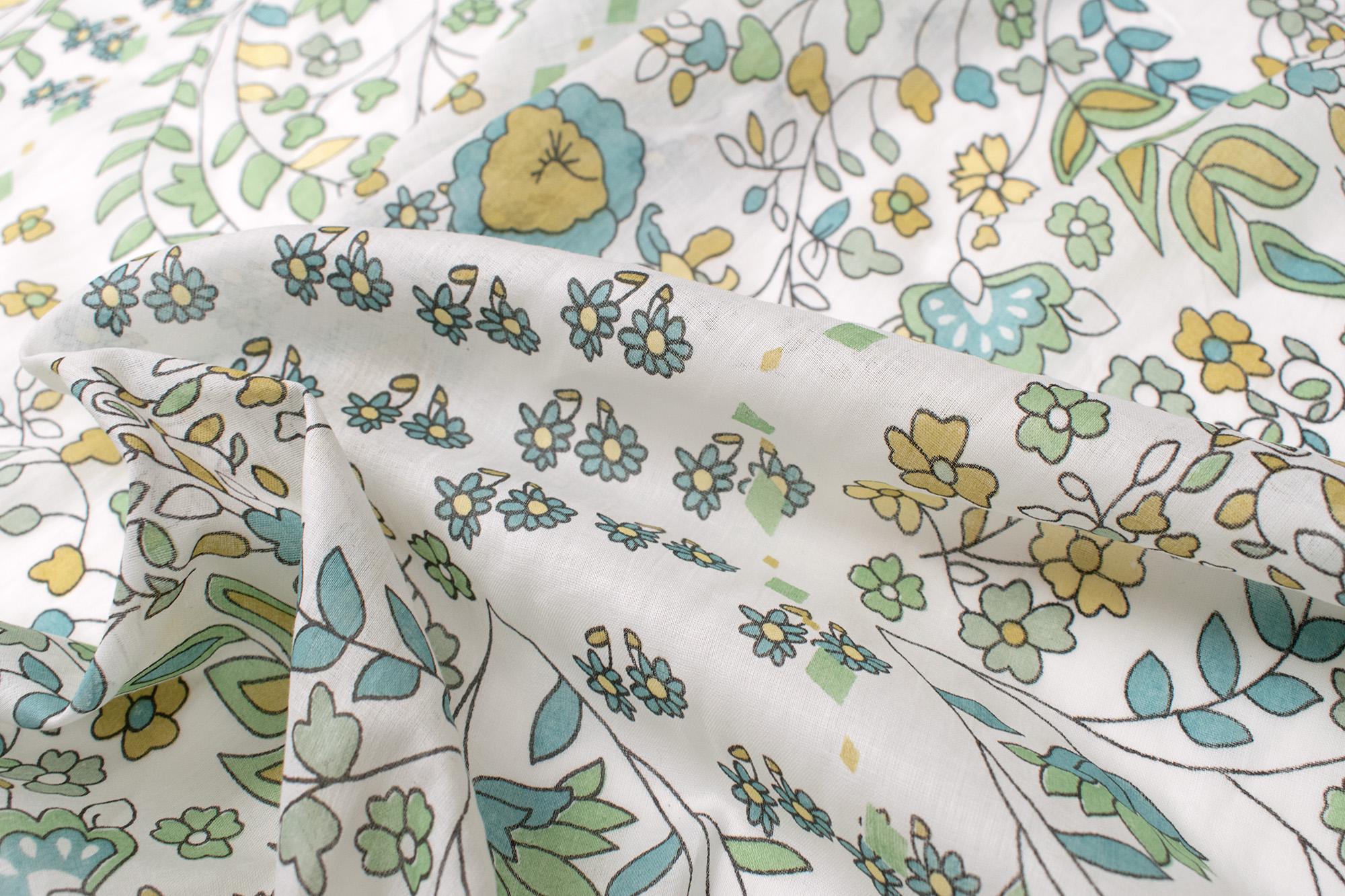 Hand Printed Indian Cotton Voile - D2 - 50cm