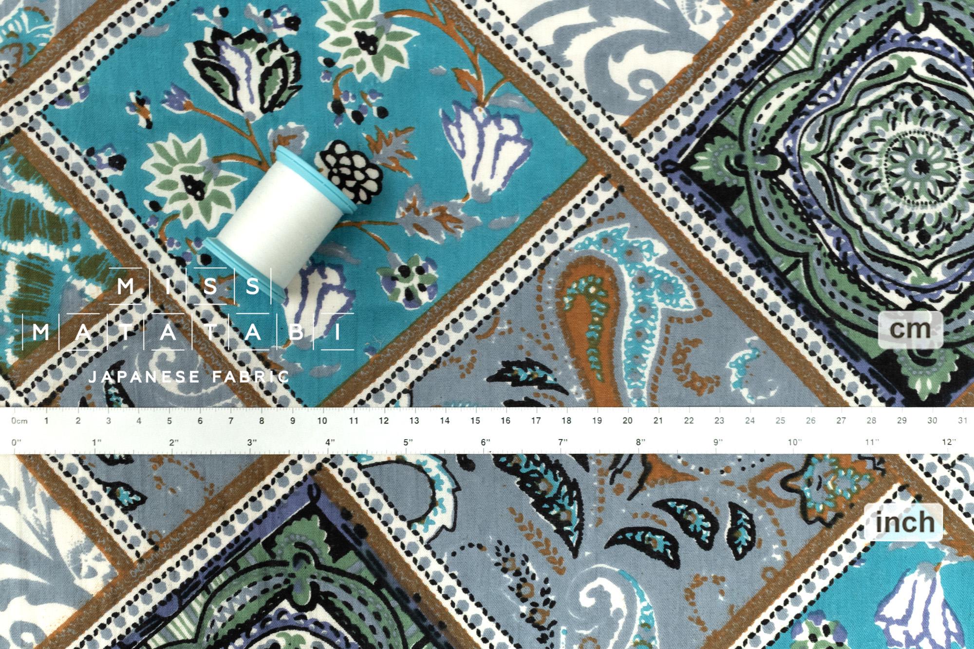 Hand Printed Indian Cotton Voile - F2 - 50cm