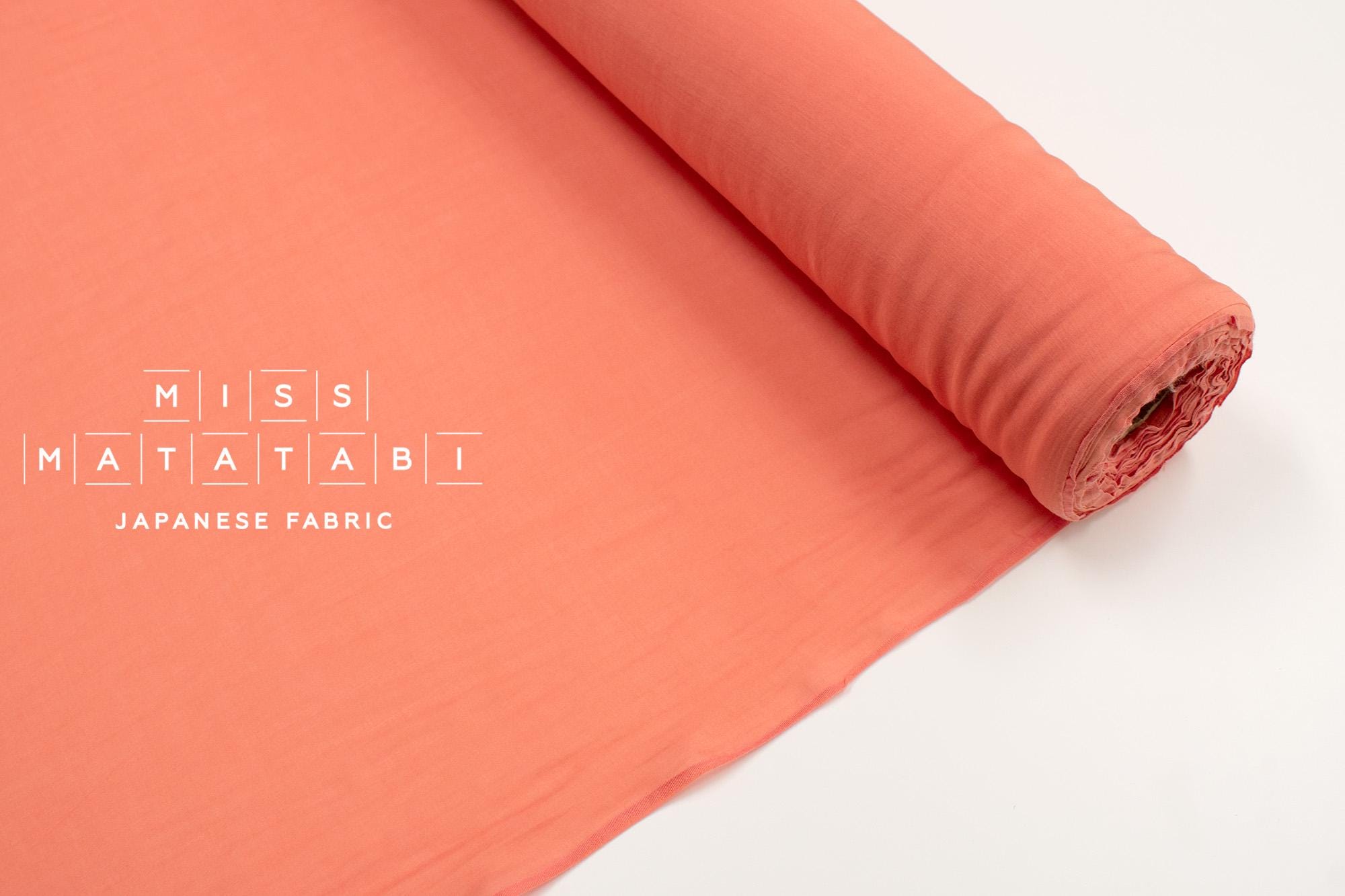 DEADSTOCK Japanese Fabric Shokunin Collection Azumadaki Cotton Silk Blend - coral - 50cm