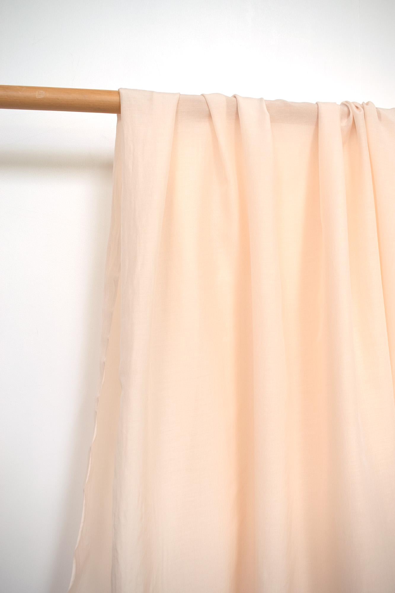 DEADSTOCK Japanese Fabric Shokunin Collection Azumadaki Cotton Silk Blend - pale apricot pink - 50cm