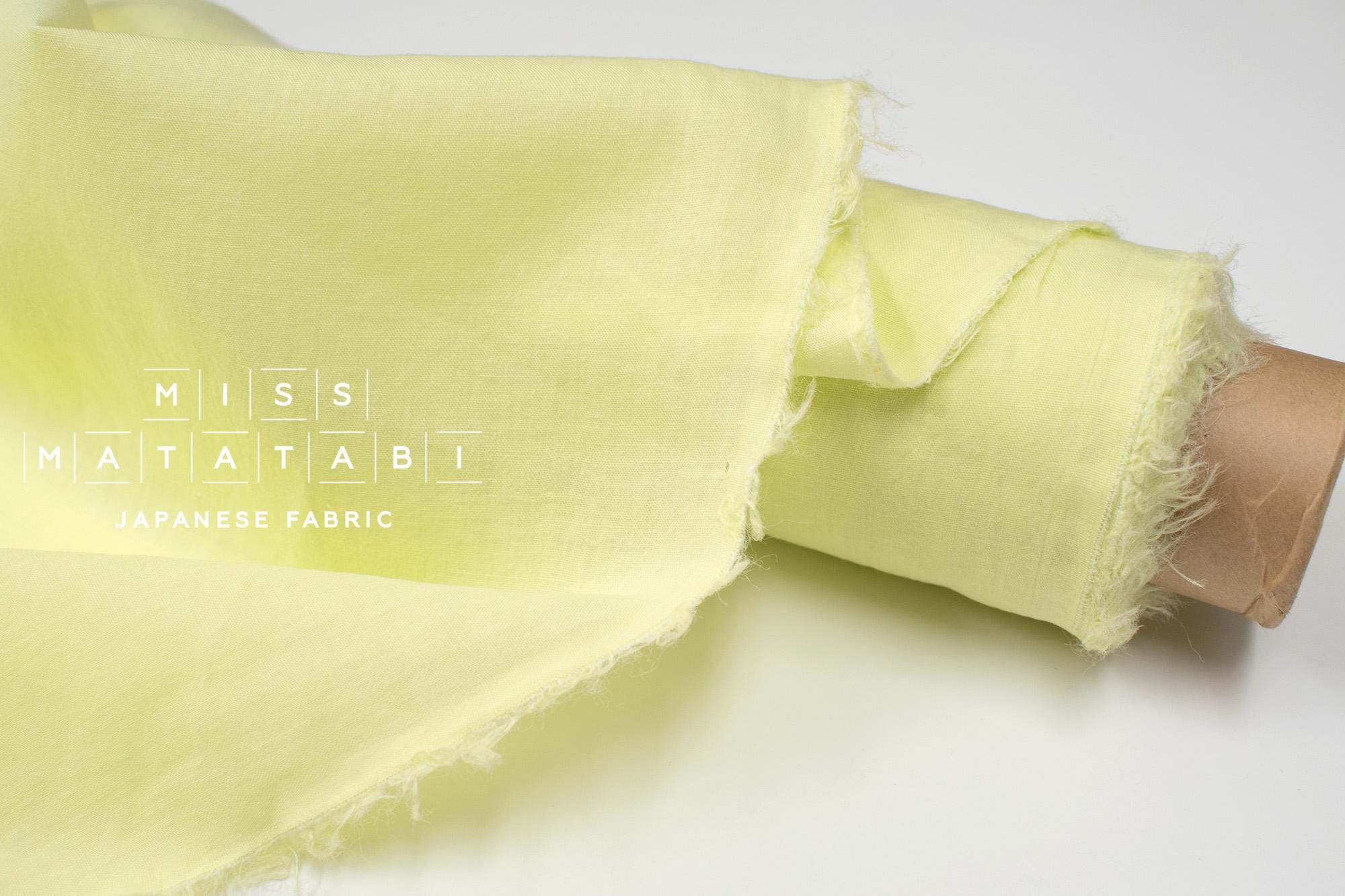DEADSTOCK Japanese Fabric Shokunin Collection Azumadaki 18 Linen - lime - 50cm