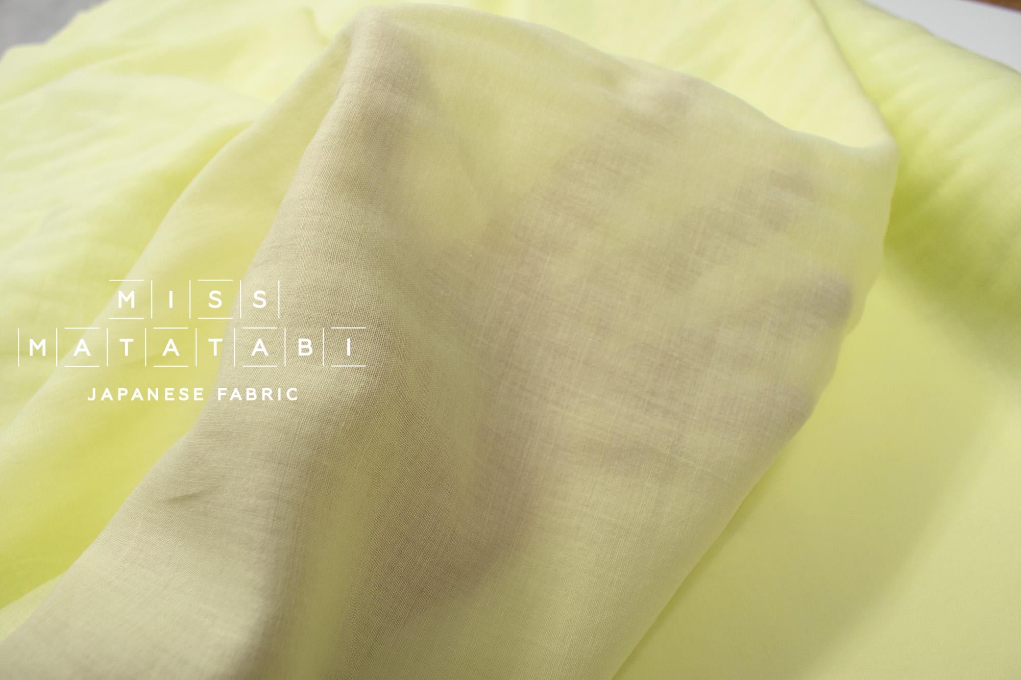 DEADSTOCK Japanese Fabric Shokunin Collection Azumadaki 18 Linen - lime - 50cm