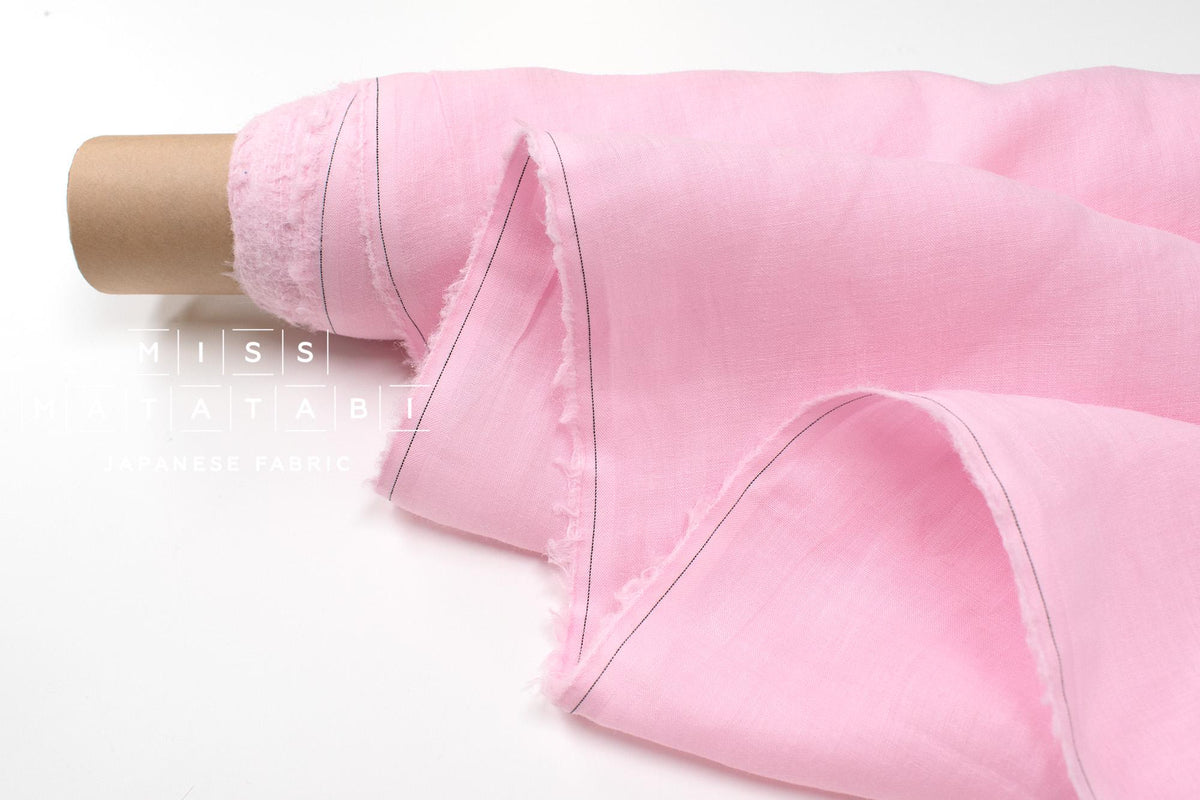 DEADSTOCK Japanese Fabric Shokunin Collection Azumadaki 18 Linen - pink - 50cm