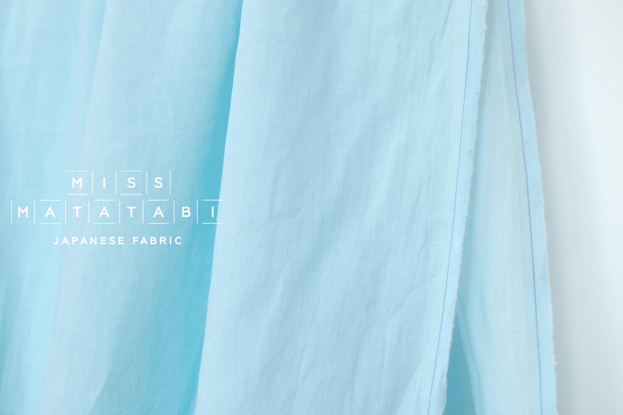 DEADSTOCK Japanese Fabric Shokunin Collection Azumadaki 18 Linen - sky blue - 50cm