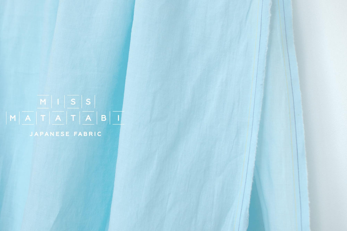 DEADSTOCK Japanese Fabric Shokunin Collection Azumadaki 18 Linen - sky blue - 50cm