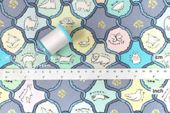 Japanese Fabric We Love Animals - blue, green - 50cm