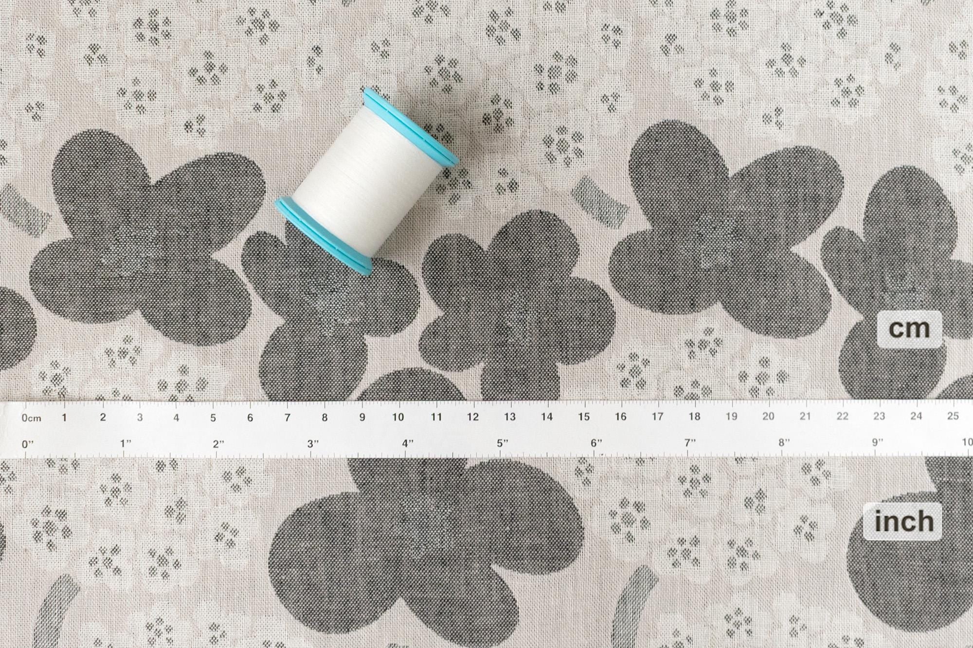 Japanese Fabric Yarn Dyed Woven Jacquard Yomogi and Hydrangea - grey - 50cm