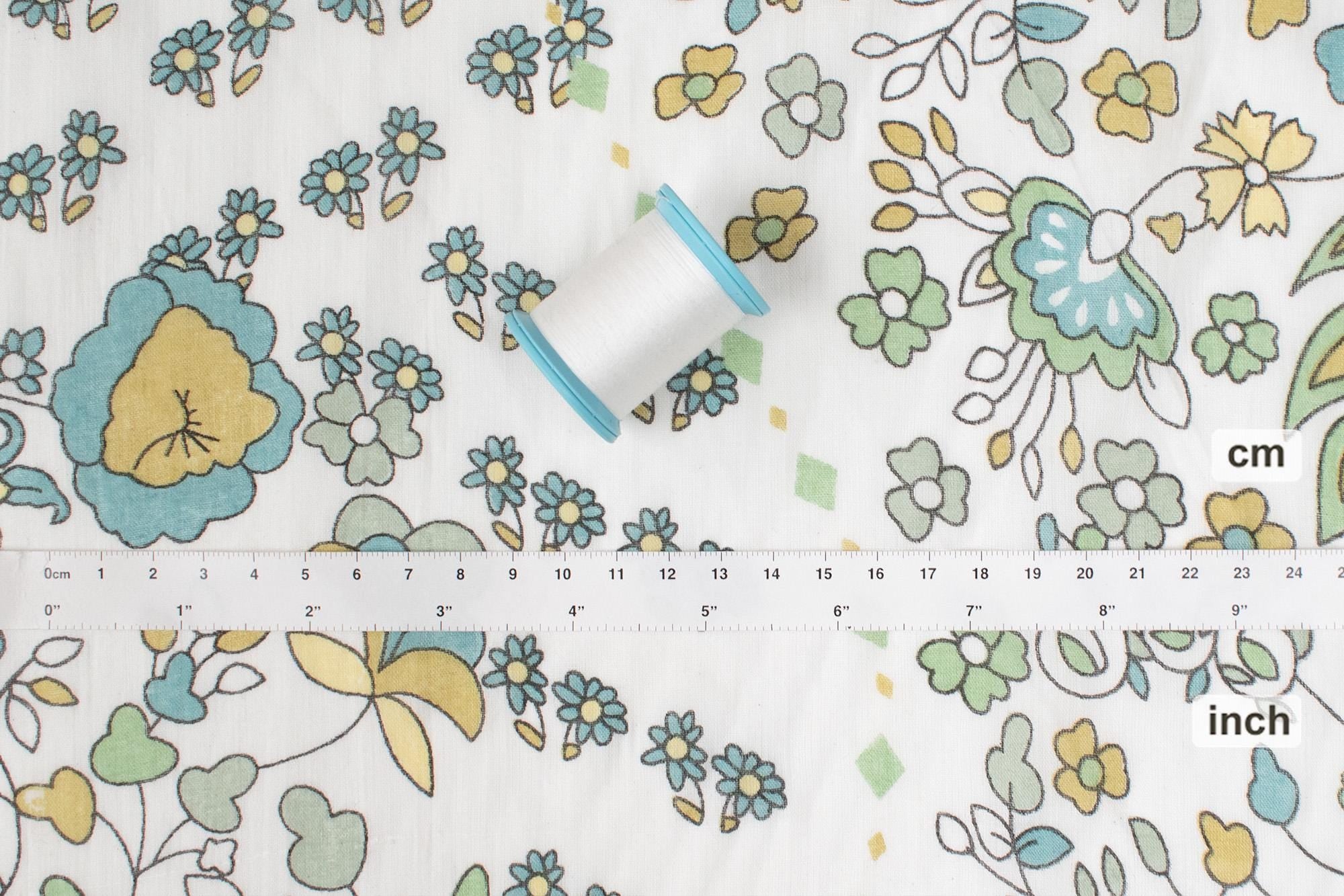 Hand Printed Indian Cotton Voile - D2 - 50cm