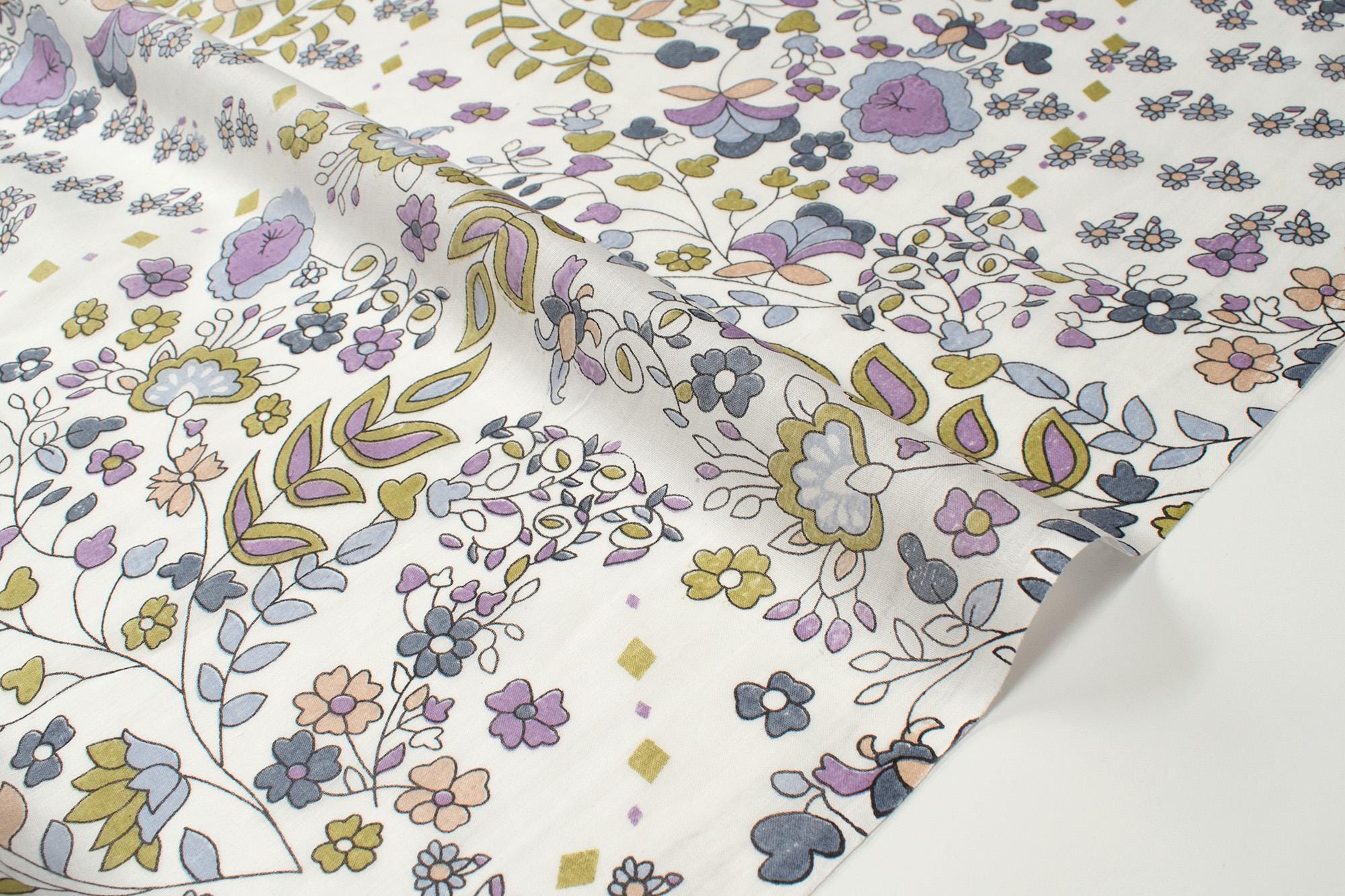 Hand Printed Indian Cotton Voile - D3 - 50cm