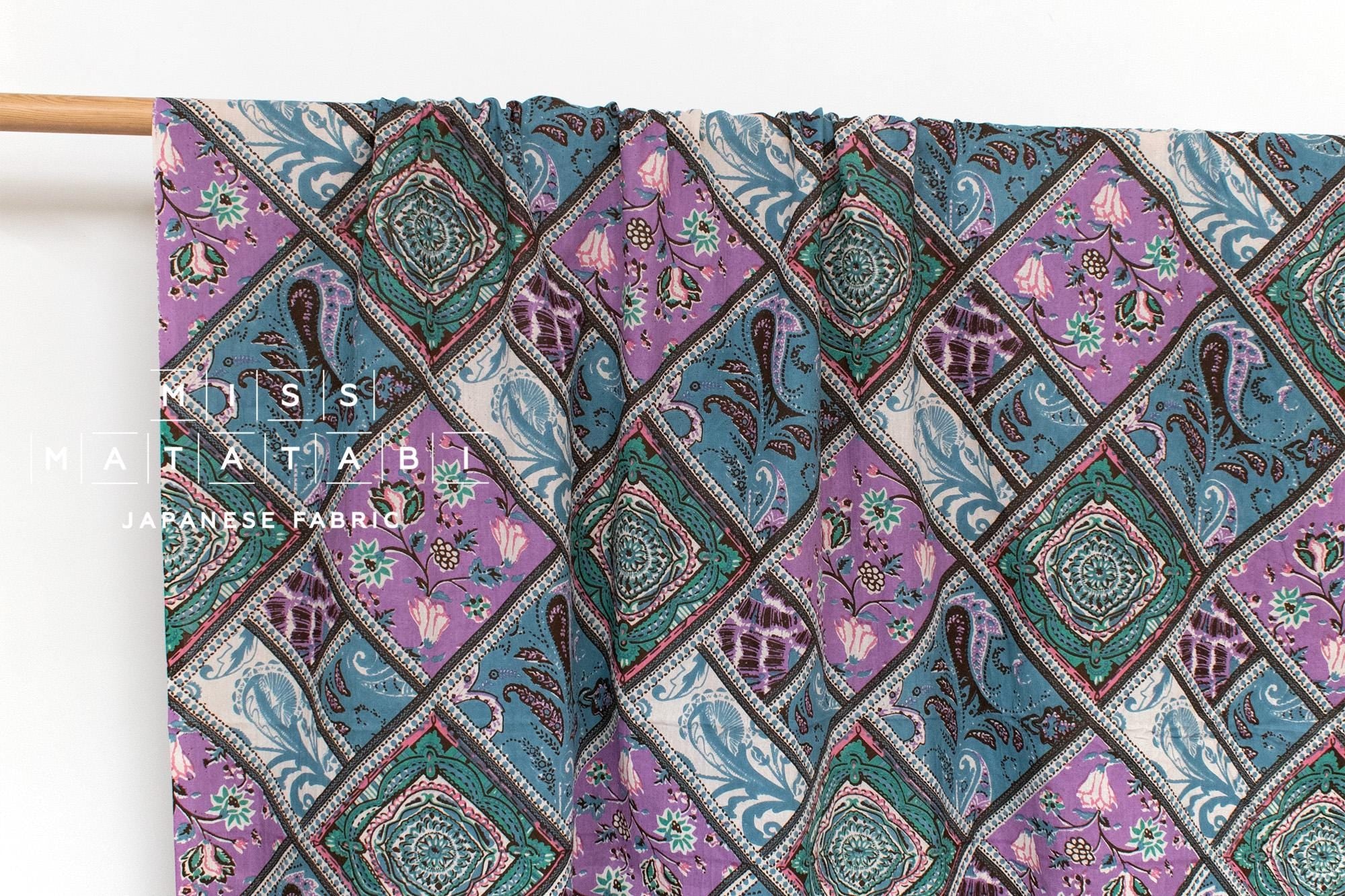 Hand Printed Indian Cotton Voile - F1 - 50cm