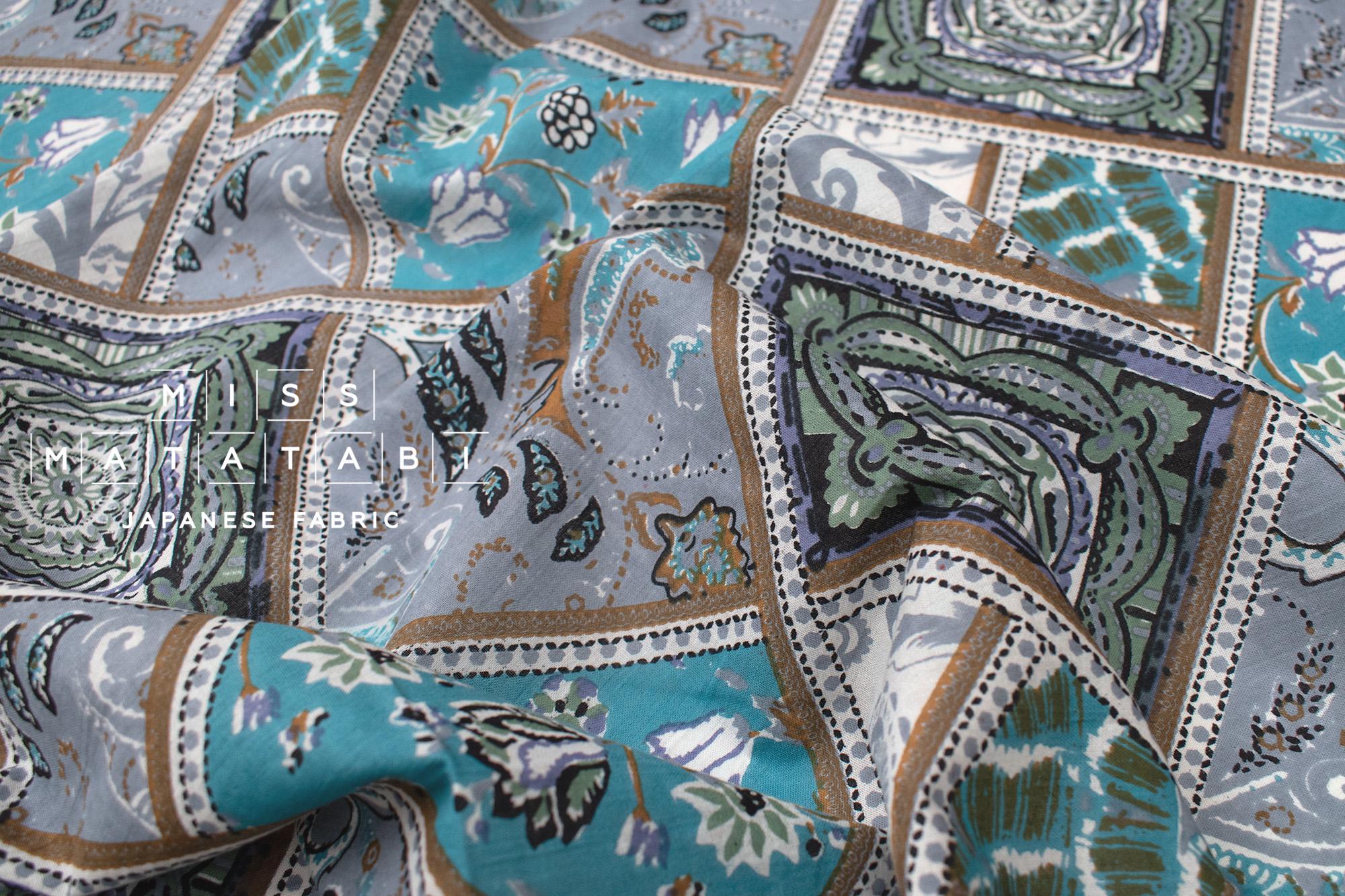 Hand Printed Indian Cotton Voile - F2 - 50cm