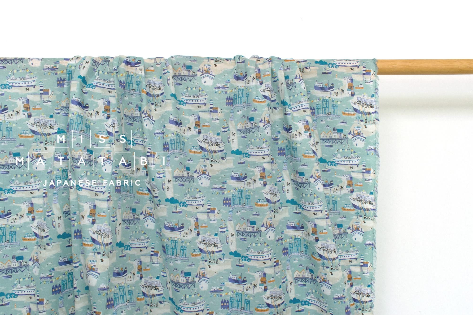 Japanese Fabric Pups on the Harbour - mint - 50cm