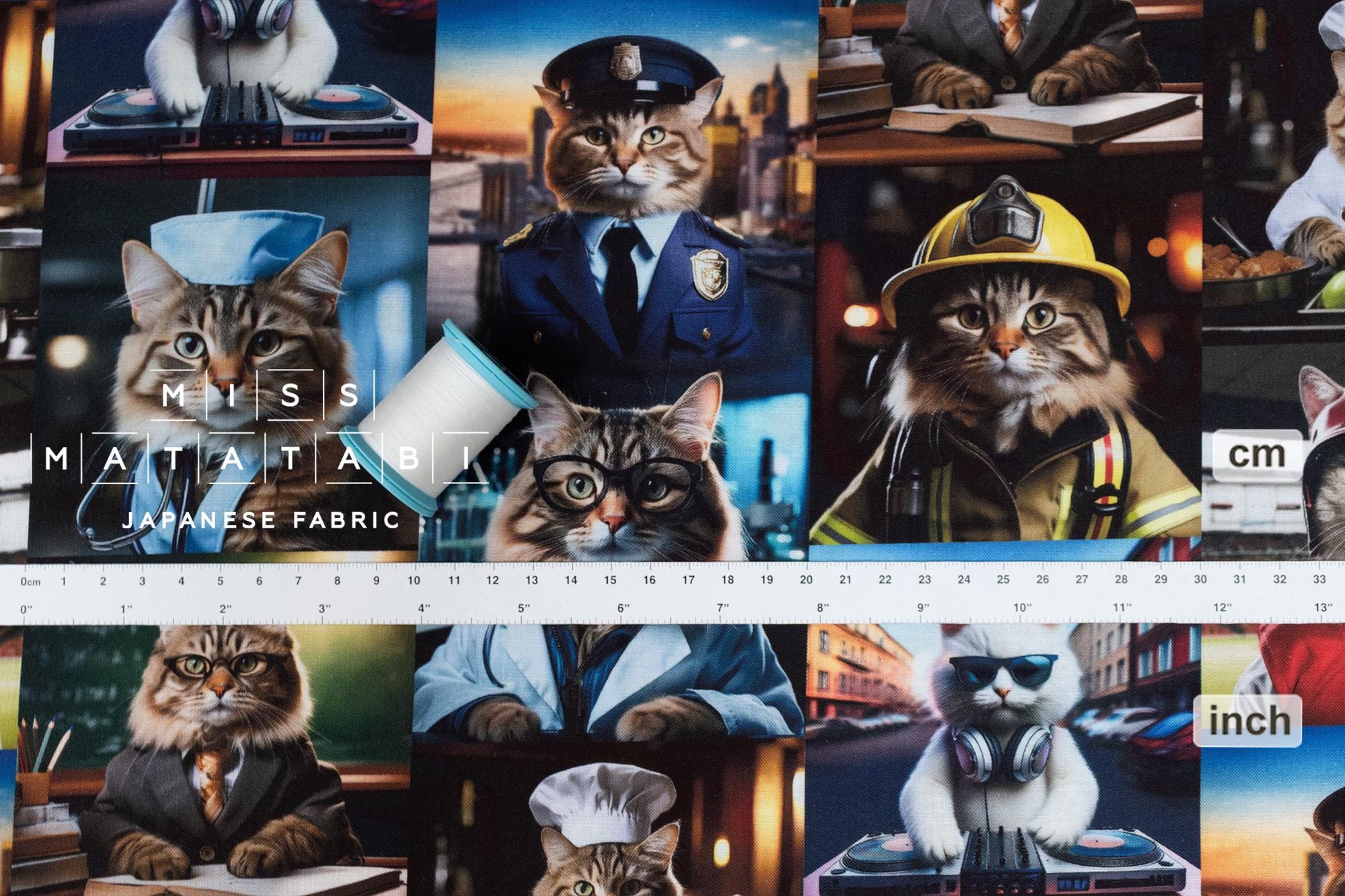 Japanese Fabric Cats with Jobs - 50cm