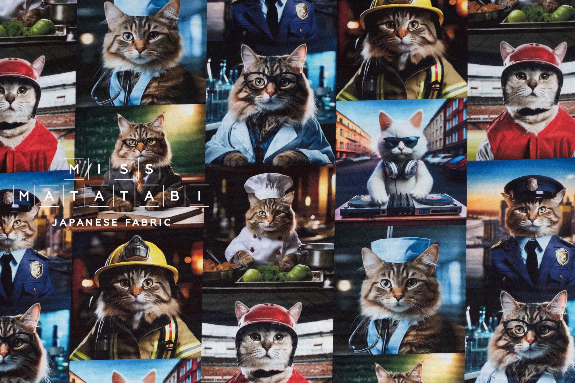 Japanese Fabric Cats with Jobs - 50cm